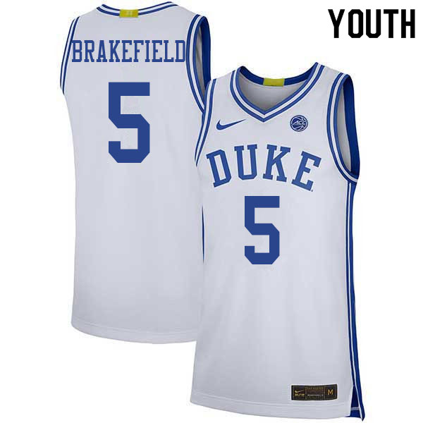 Youth #5 Jaemyn Brakefield Duke Blue Devils College Basketball Jerseys Sale-White